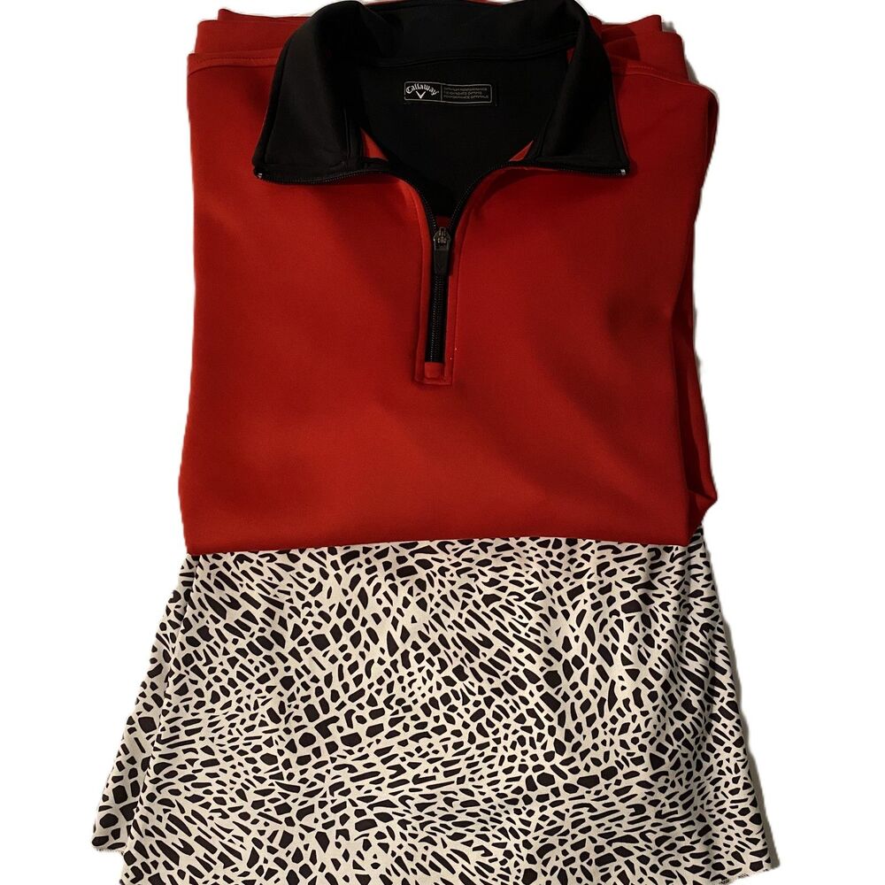 Lot of two: Callaway Red Pullover and Jofit Black & White Animal Print Skort XXL